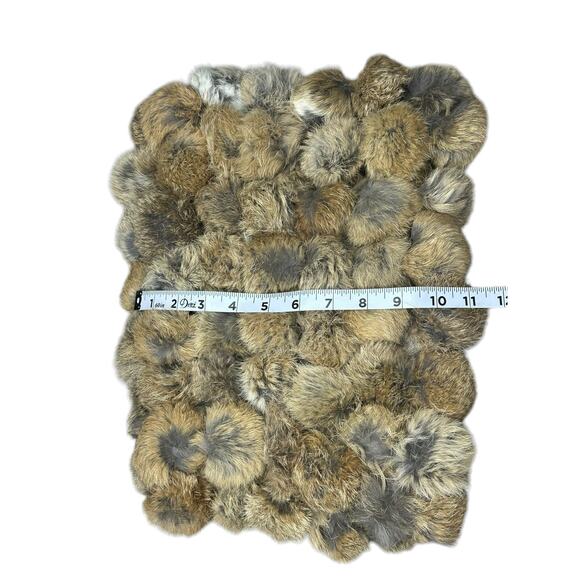 Vintage Adrienne Landau Rabbit fur neck scarf NWOT Brown Snood PomPom Infinity - Picture 5 of 9